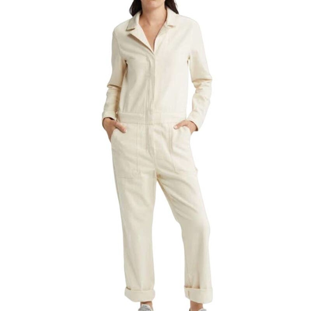 Faherty Organic Cotton Overland Twill Jumpsuit in Natural Size S NWOT